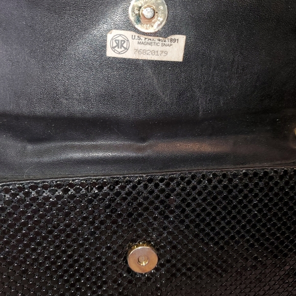 Vintage Mesh Flap Style Clutch Shoulder Bag Black Glam Evening Party - Picture 4 of 7